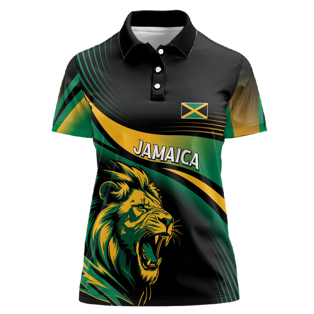 Afro-Jamaica Heritage Custom Women Polo Shirt Roaring Lion