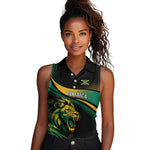 Afro-Jamaica Heritage Custom Women Sleeveless Polo Shirt Roaring Lion