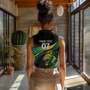 Afro-Jamaica Heritage Custom Women Sleeveless Polo Shirt Roaring Lion