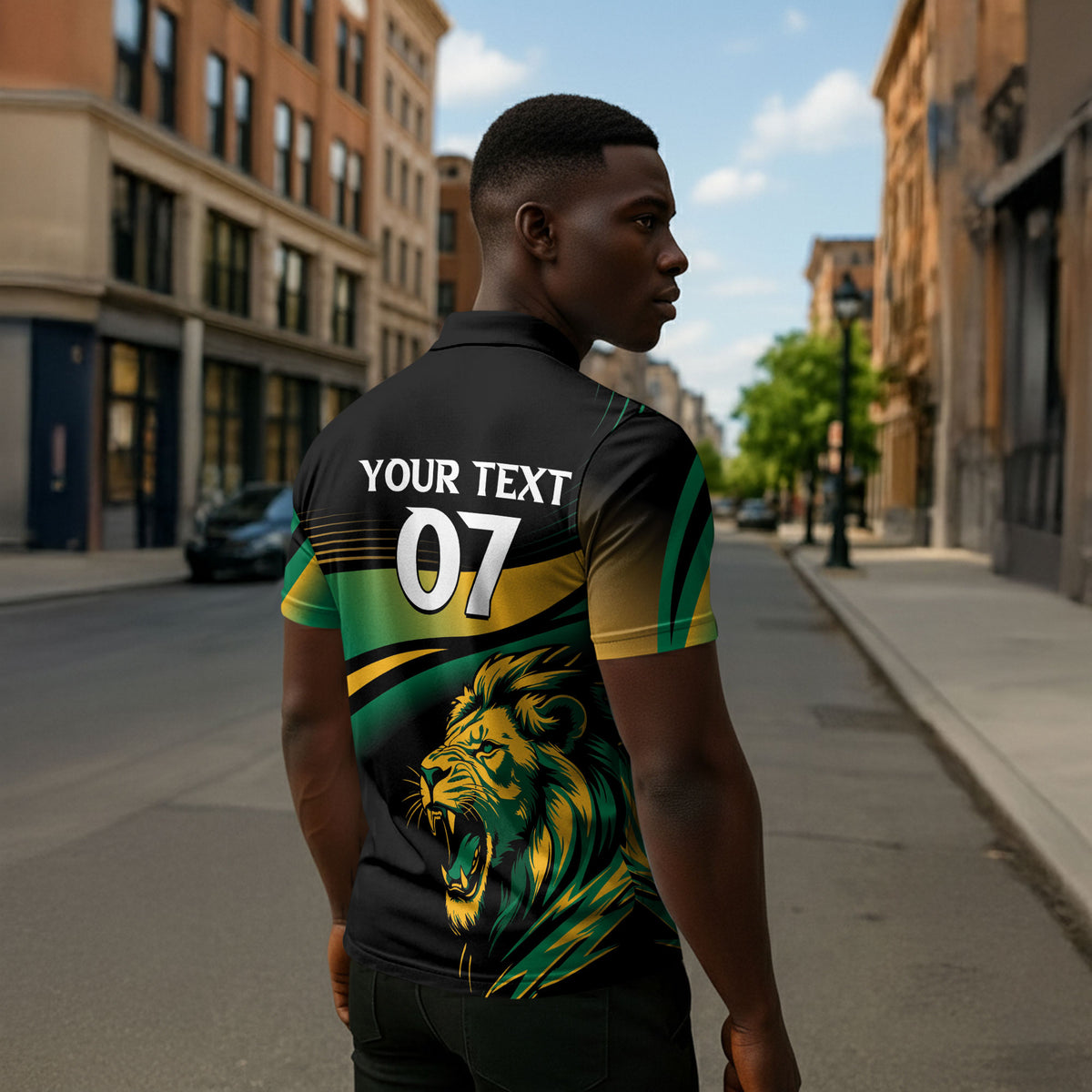 Afro-Jamaica Heritage Custom Zipper Polo Shirt Roaring Lion
