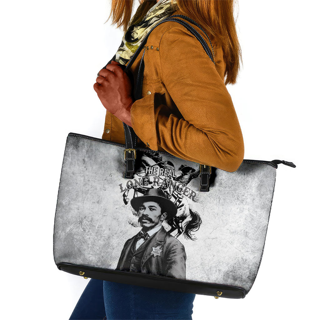Black Cowboys - The Real Lone Ranger Reeves Leather Tote Bag