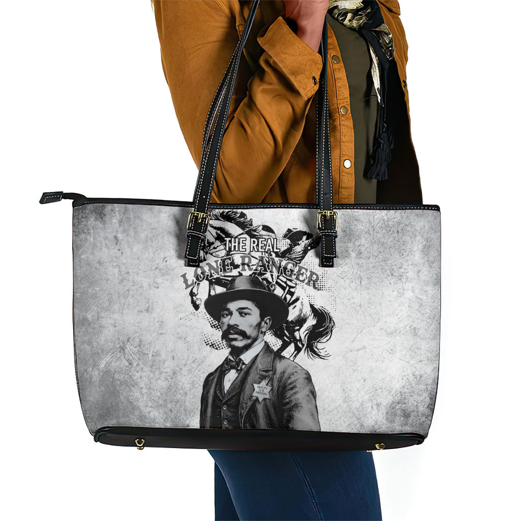 Black Cowboys - The Real Lone Ranger Reeves Leather Tote Bag