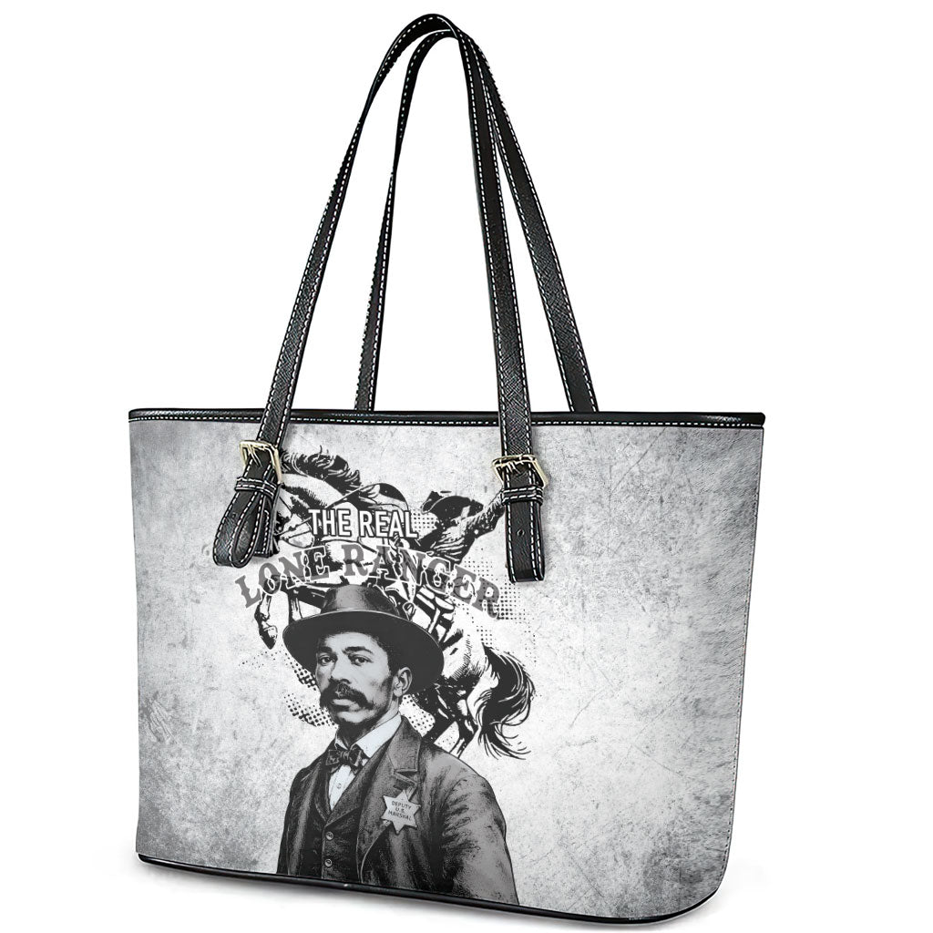 Black Cowboys - The Real Lone Ranger Reeves Leather Tote Bag