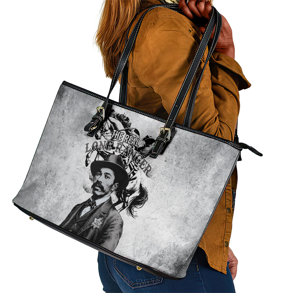 Black Cowboys - The Real Lone Ranger Reeves Leather Tote Bag