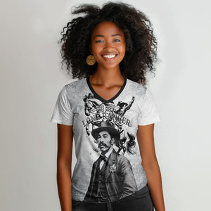 Black Cowboys - The Real Lone Ranger Reeves Women V-Neck T-Shirt