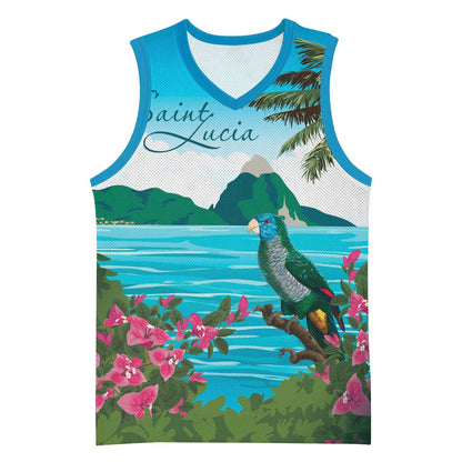 Afro-Saint Lucians Basketball Jersey Pitons Landscape LT7