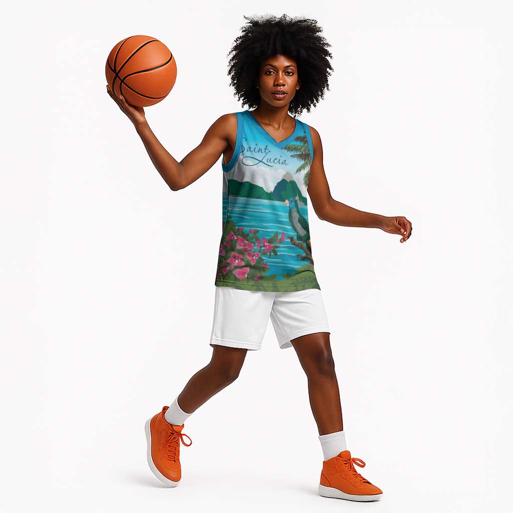 Afro-Saint Lucians Basketball Jersey Pitons Landscape LT7