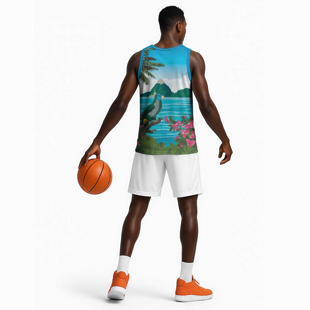 Afro-Saint Lucians Basketball Jersey Pitons Landscape LT7