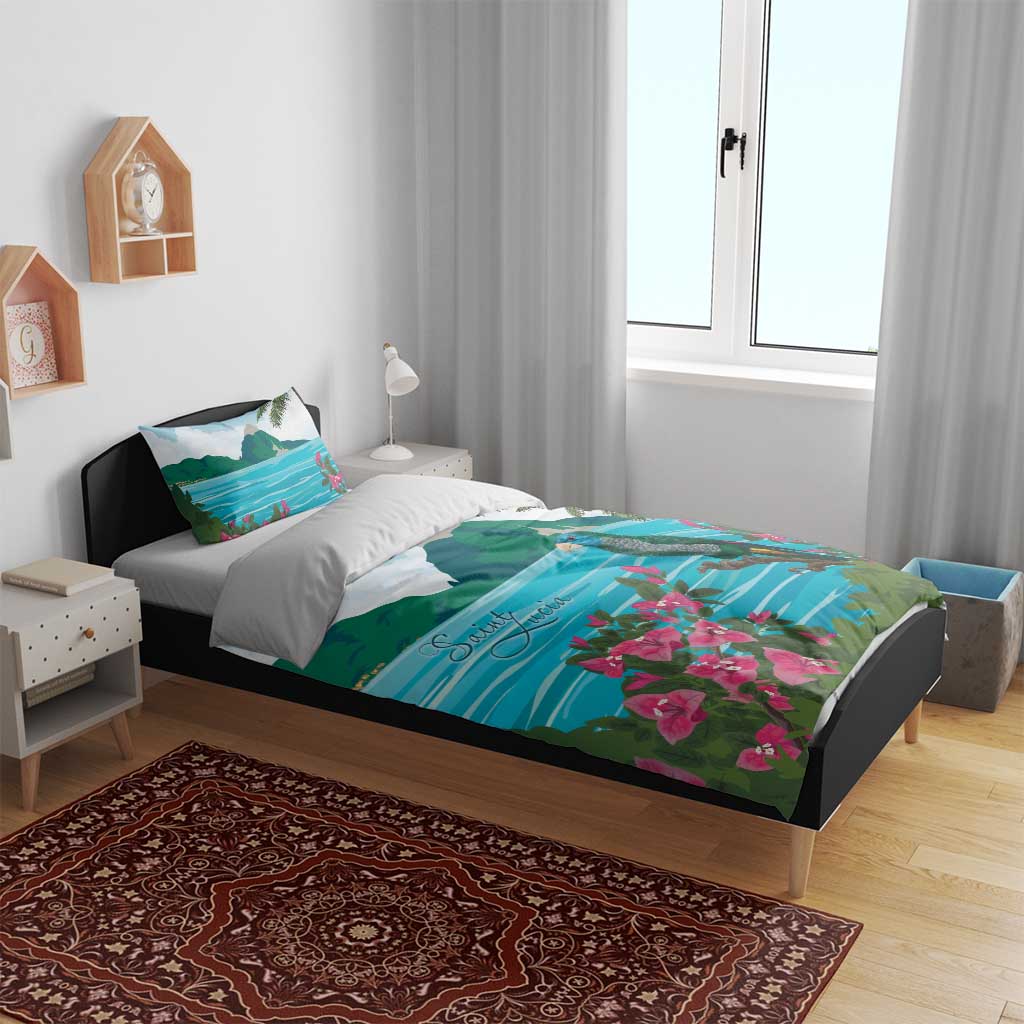 Afro-Saint Lucians Bedding Set Pitons Landscape