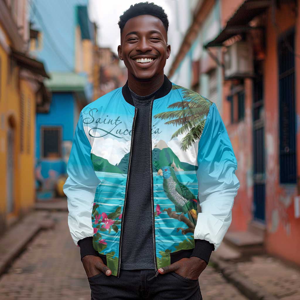 Afro-Saint Lucians Bomber Jacket Pitons Landscape