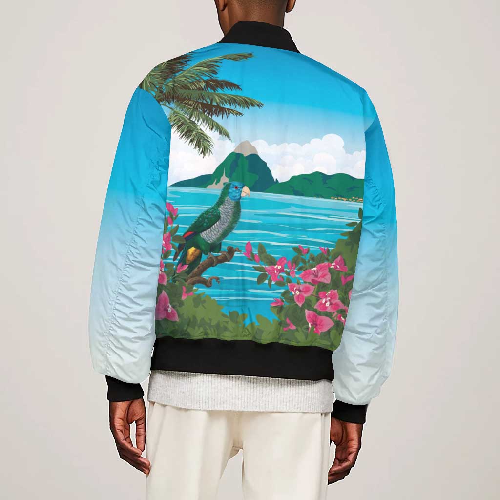 Afro-Saint Lucians Bomber Jacket Pitons Landscape