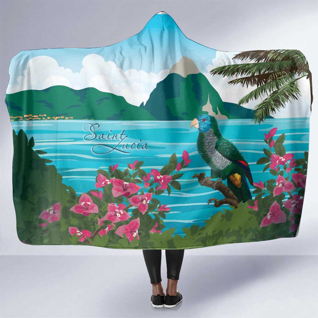 Afro-Saint Lucians Hooded Blanket Pitons Landscape