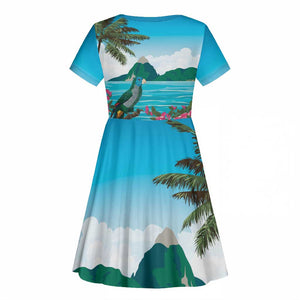 Afro-Saint Lucians Kid Short Sleeve Dress Pitons Landscape