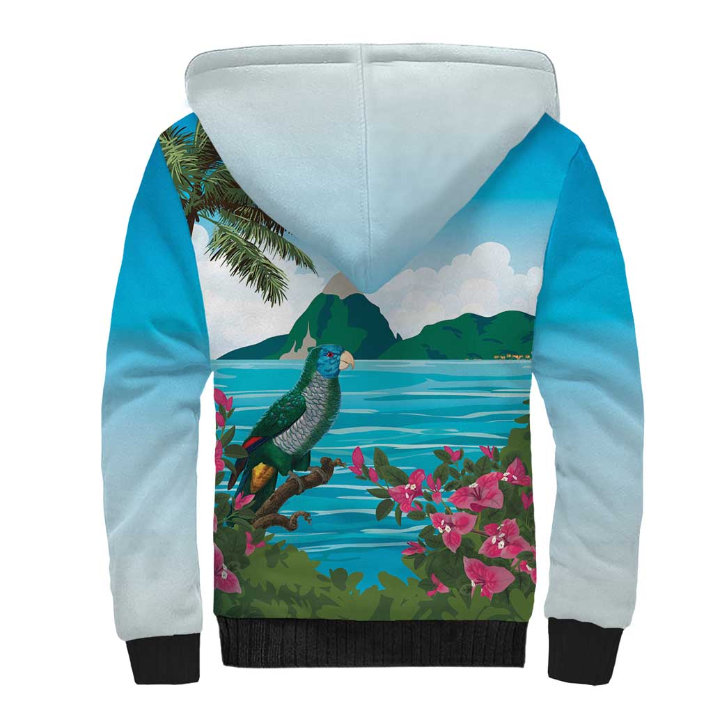Afro-Saint Lucians Sherpa Hoodie Pitons Landscape
