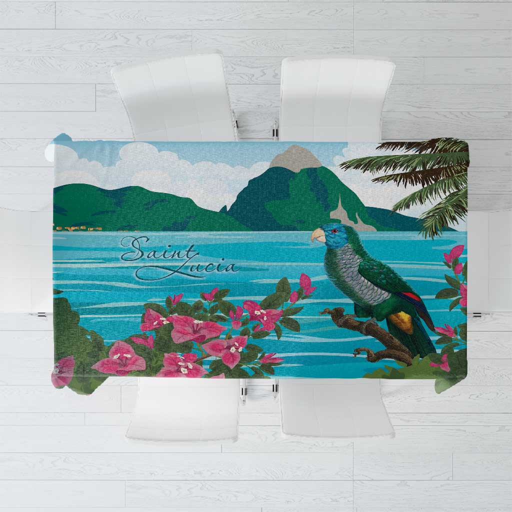 Afro-Saint Lucians Tablecloth Pitons Landscape