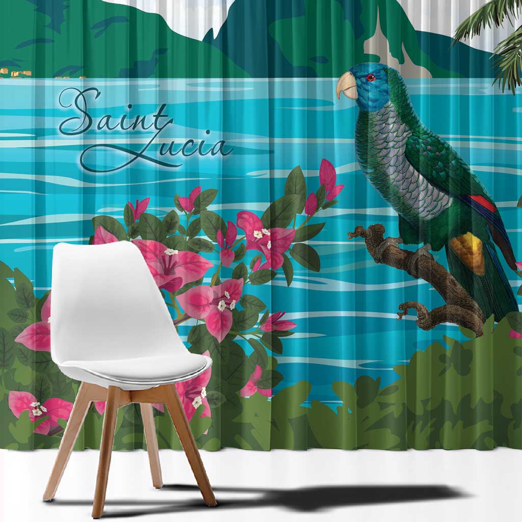 Afro-Saint Lucians Window Curtain Pitons Landscape