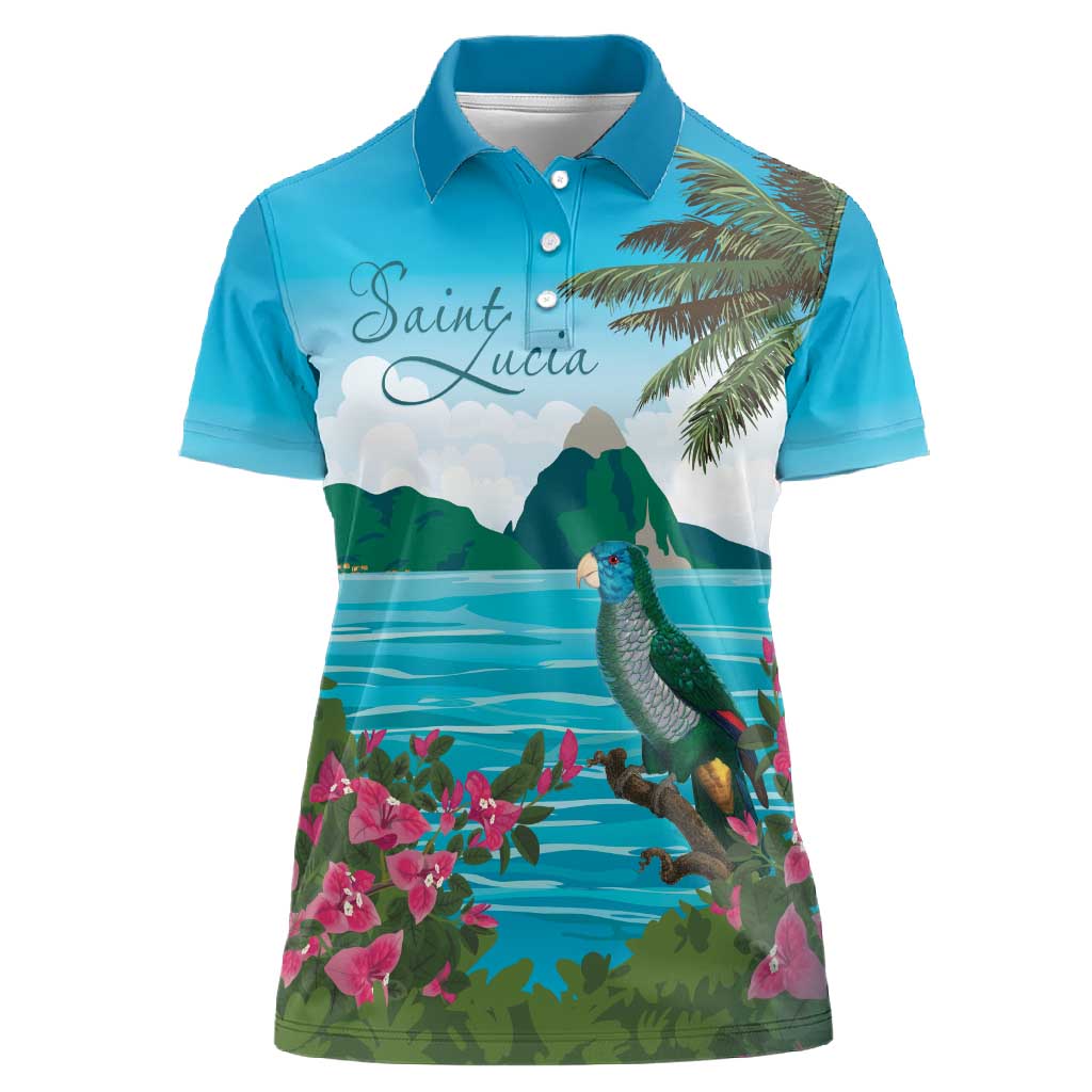 Afro-Saint Lucians Women Polo Shirt Pitons Landscape