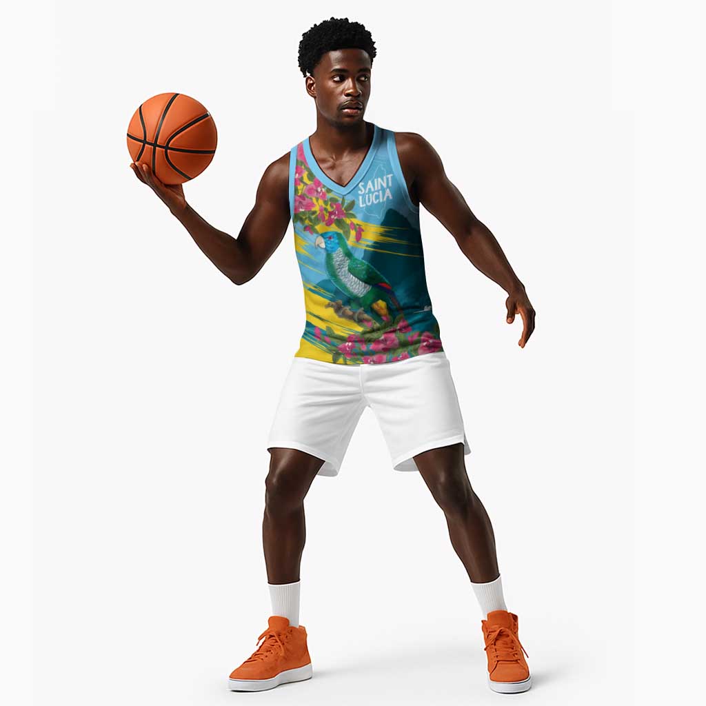 Saint Lucia Afro Basketball Jersey Tropical Vibes LT7