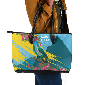 Saint Lucia Afro Leather Tote Bag Tropical Vibes