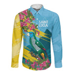 Saint Lucia Afro Long Sleeve Button Shirt Tropical Vibes