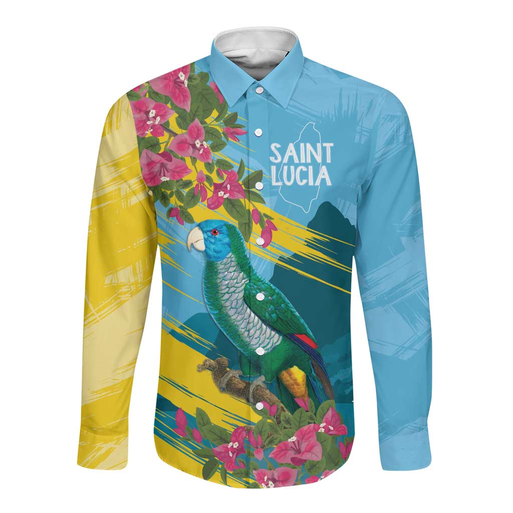 Saint Lucia Afro Long Sleeve Button Shirt Tropical Vibes
