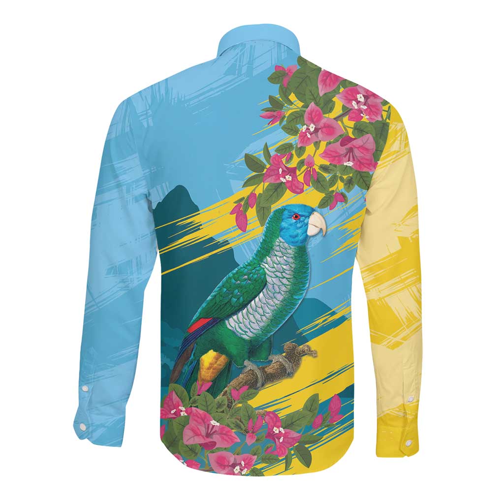 Saint Lucia Afro Long Sleeve Button Shirt Tropical Vibes