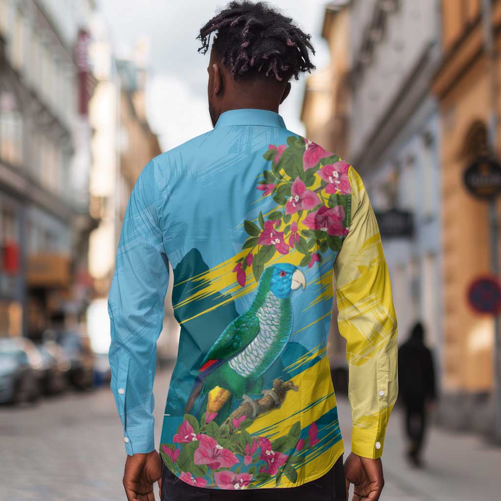 Saint Lucia Afro Long Sleeve Button Shirt Tropical Vibes