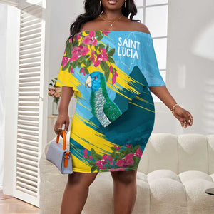 Saint Lucia Afro Off Shoulder Short Dress Tropical Vibes