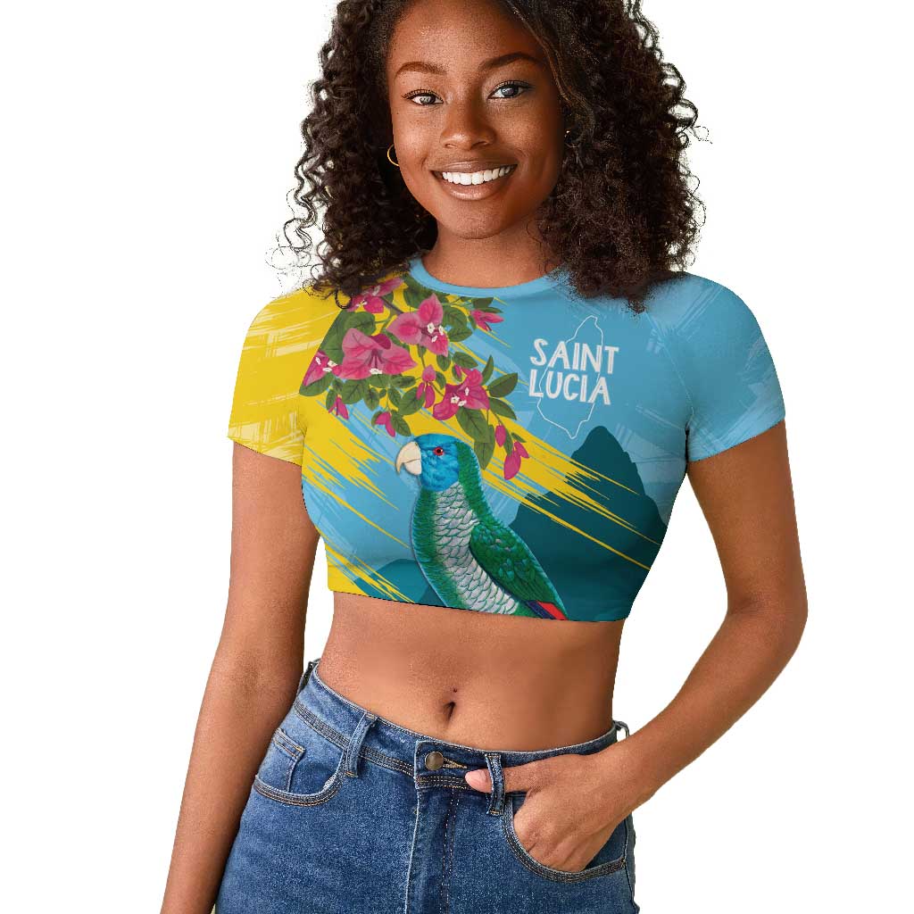 Saint Lucia Afro Raglan Cropped T shirt Tropical Vibes