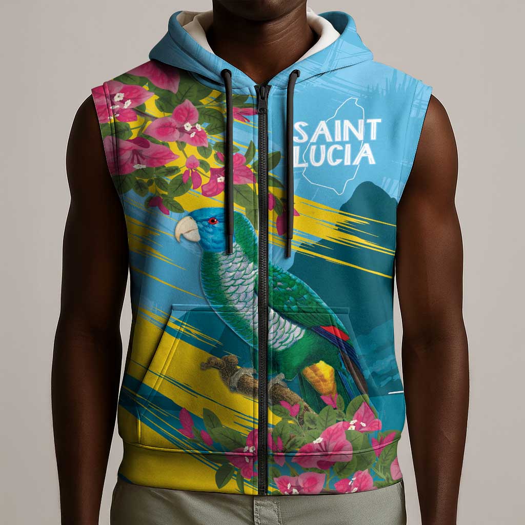 Saint Lucia Afro Sleeveless Zip Hoodie Tropical Vibes - African Pride