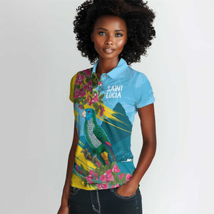 Saint Lucia Afro Women Polo Shirt Tropical Vibes