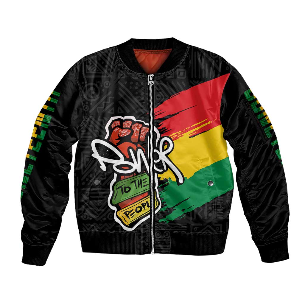 Juneteenth Sleeve Zip Bomber Jacket Power To The People