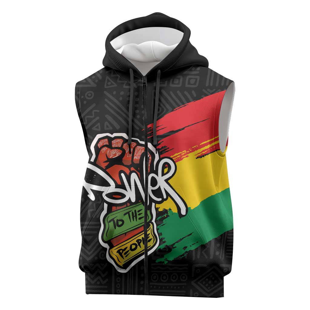 Juneteenth Sleeveless Zip Hoodie Power To The People - African Pride