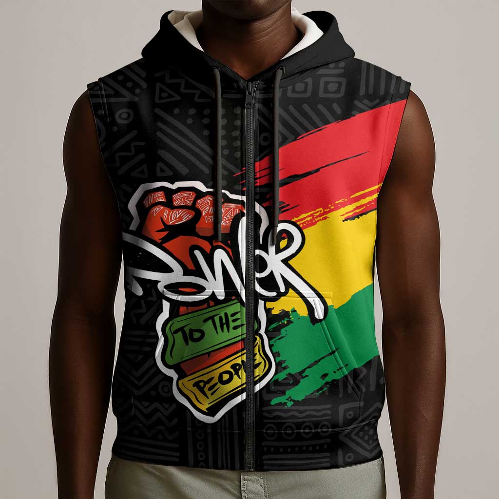 Juneteenth Sleeveless Zip Hoodie Power To The People - African Pride