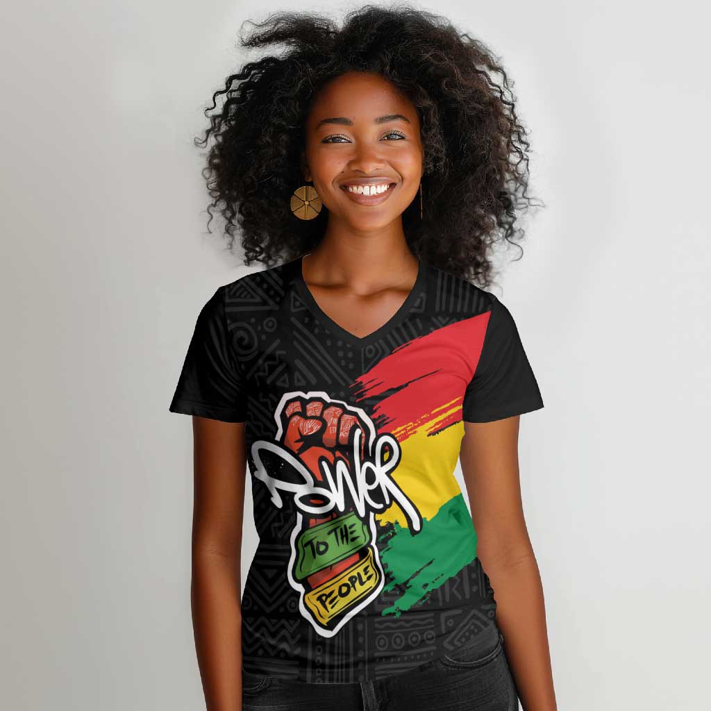 Juneteenth Women V-Neck T-Shirt Power To The People