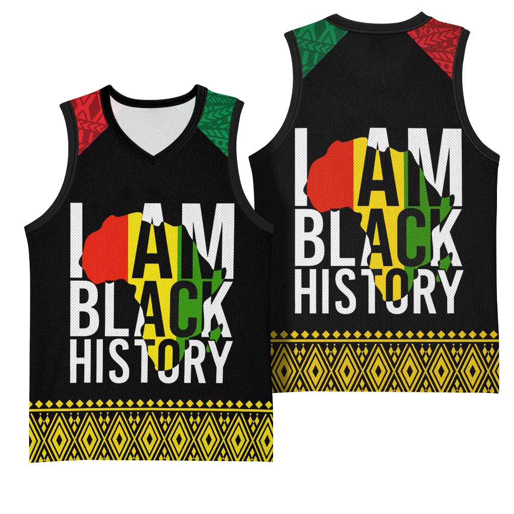 Juneteenth Basketball Jersey Mix African Pattern - I Am Black History LT7