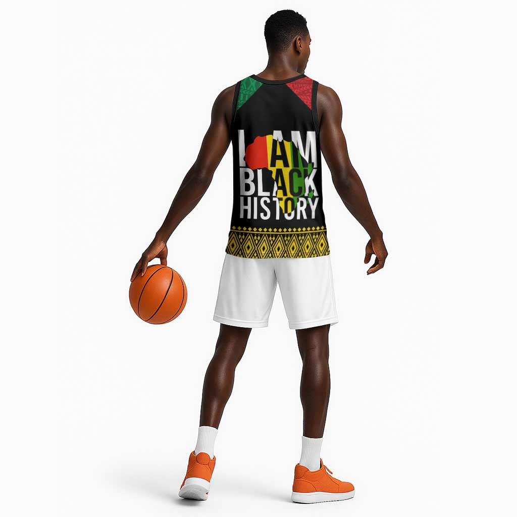 Juneteenth Basketball Jersey Mix African Pattern - I Am Black History LT7