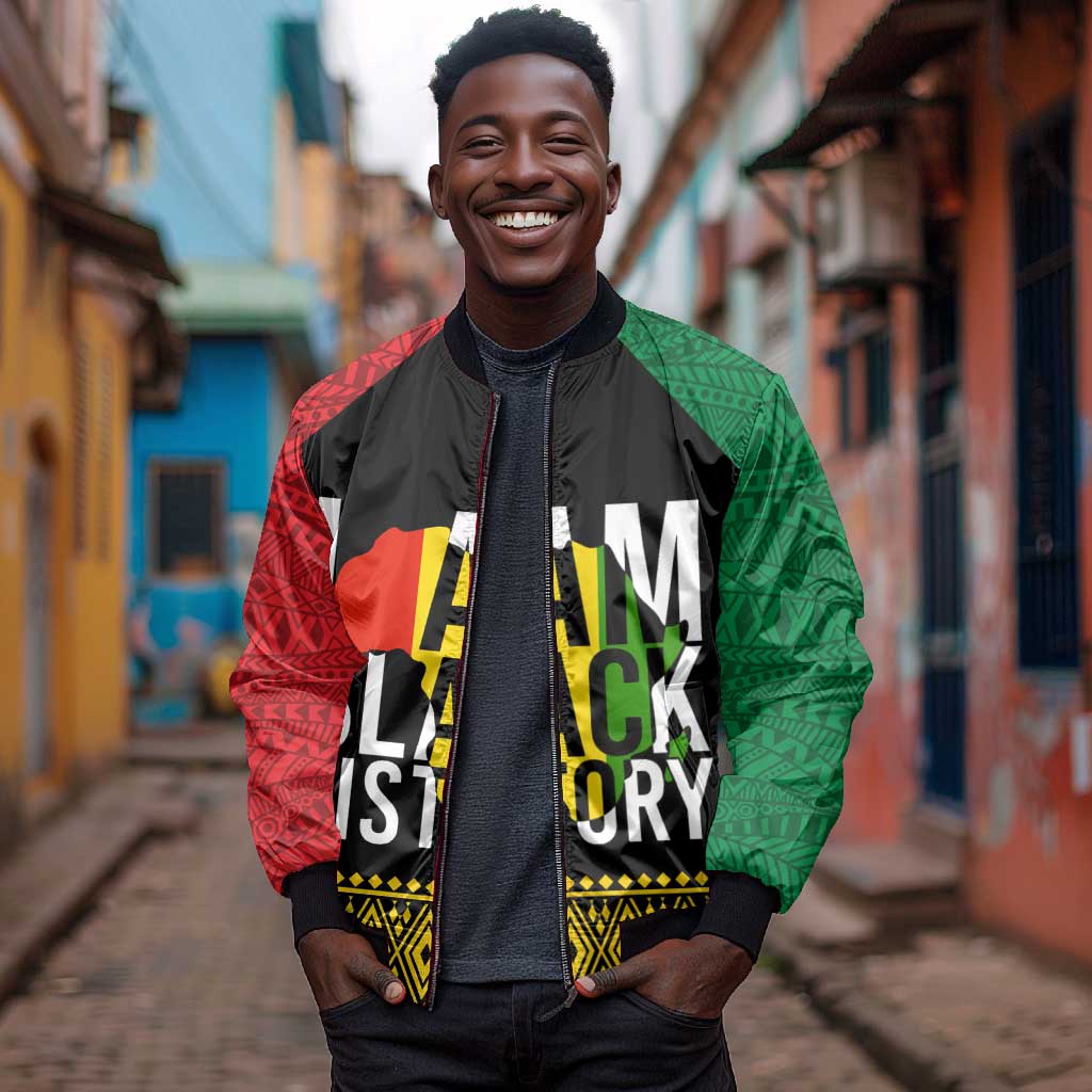 Juneteenth Bomber Jacket Mix African Pattern - I Am Black History