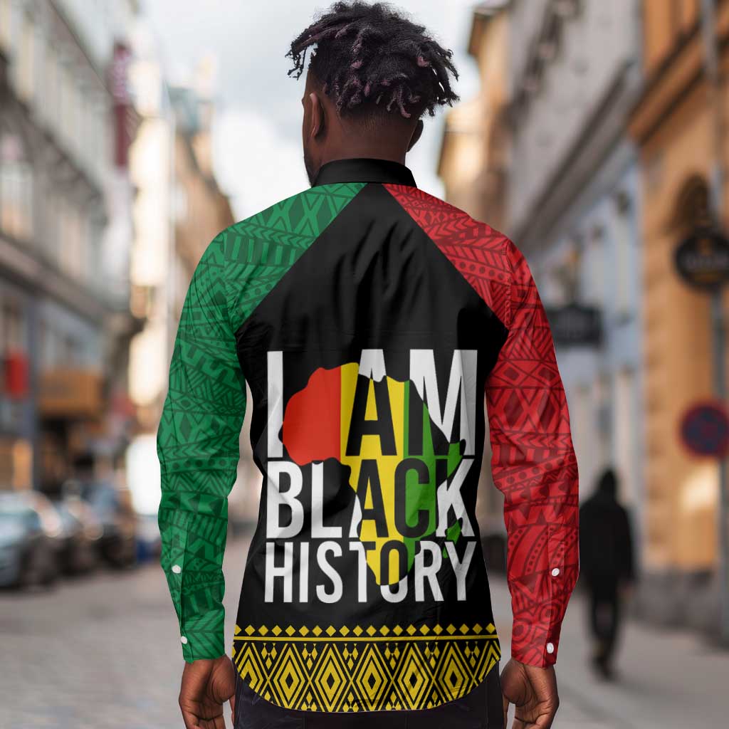 Juneteenth Long Sleeve Button Shirt Mix African Pattern - I Am Black History