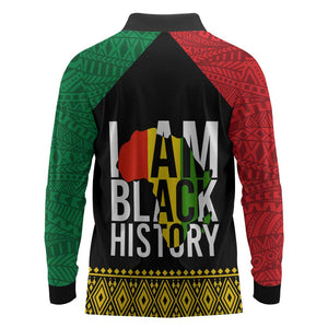 Juneteenth Long Sleeve Polo Shirt Mix African Pattern - I Am Black History