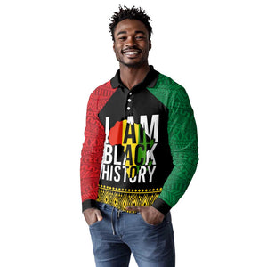 Juneteenth Long Sleeve Polo Shirt Mix African Pattern - I Am Black History