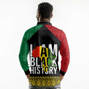 Juneteenth Long Sleeve Polo Shirt Mix African Pattern - I Am Black History