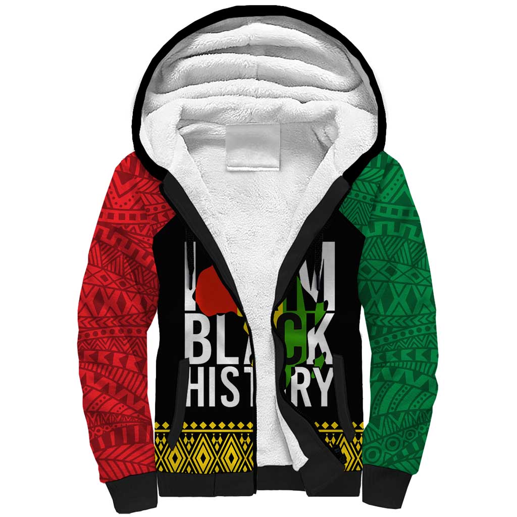 Juneteenth Sherpa Hoodie Mix African Pattern - I Am Black History