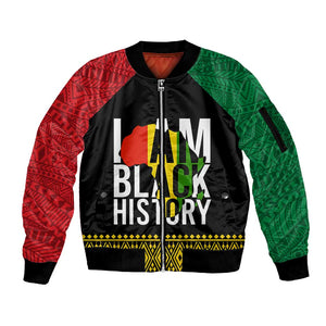 Juneteenth Sleeve Zip Bomber Jacket Mix African Pattern - I Am Black History