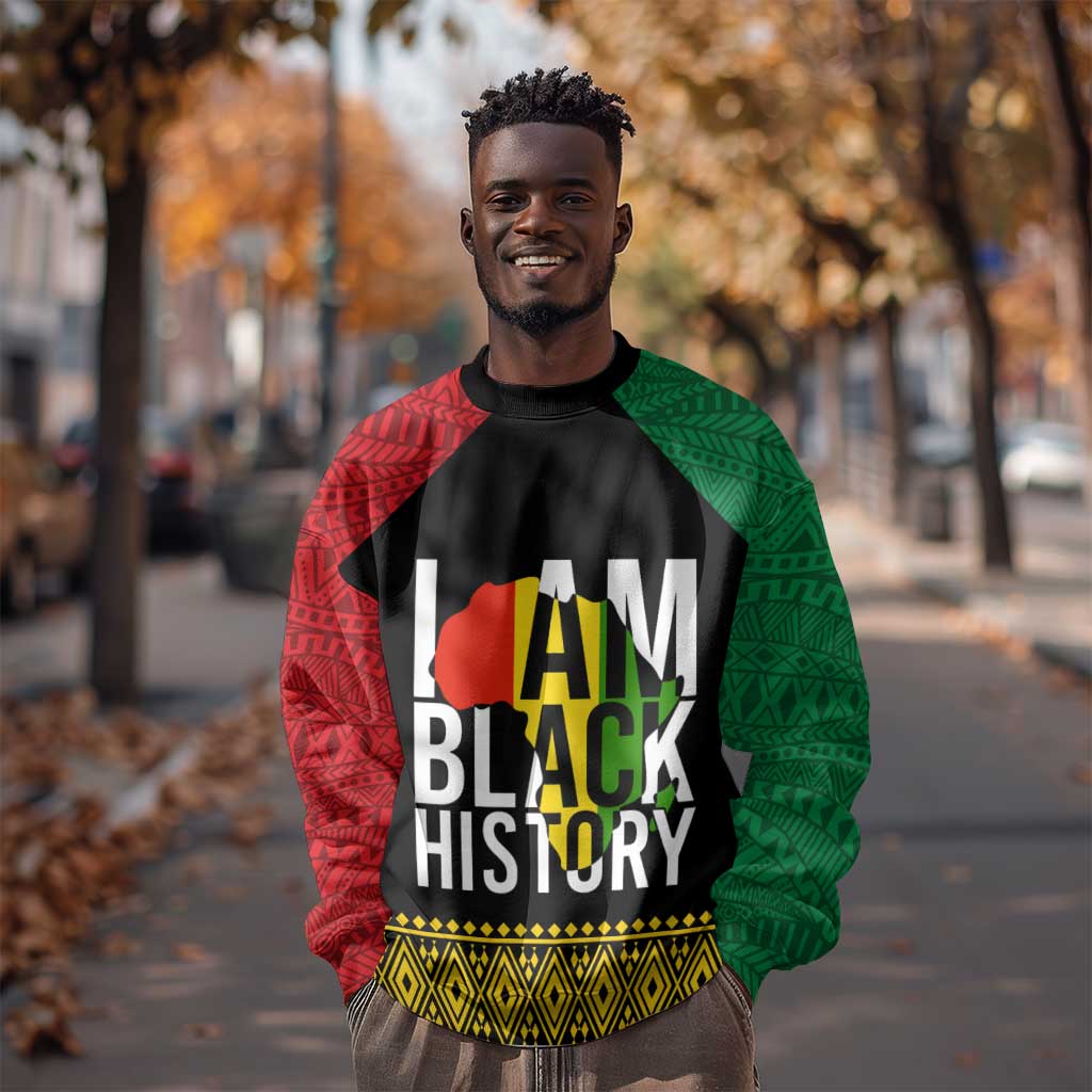 Juneteenth Sweatshirt Mix African Pattern - I Am Black History