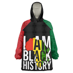 Juneteenth Wearable Blanket Hoodie Mix African Pattern - I Am Black History