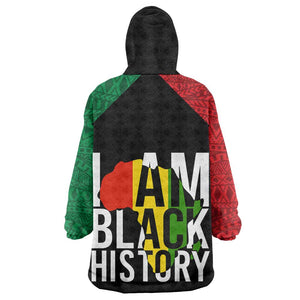 Juneteenth Wearable Blanket Hoodie Mix African Pattern - I Am Black History