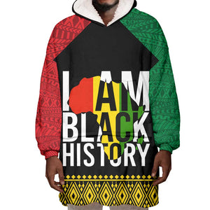 Juneteenth Wearable Blanket Hoodie Mix African Pattern - I Am Black History