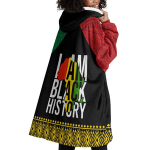 Juneteenth Wearable Blanket Hoodie Mix African Pattern - I Am Black History