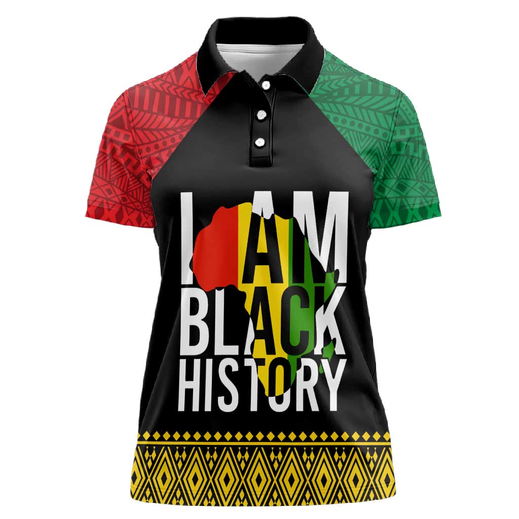 Juneteenth Women Polo Shirt Mix African Pattern - I Am Black History